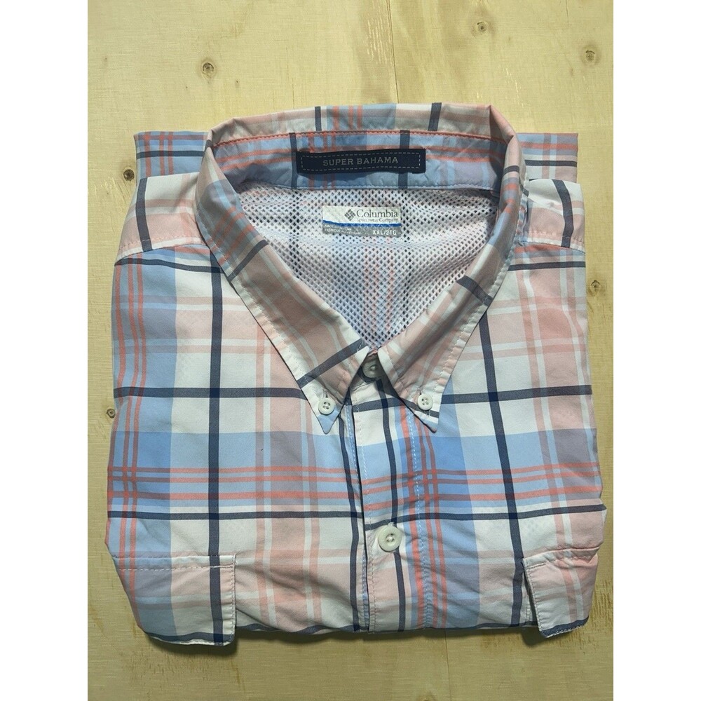 Columbia PFG Super Bahama Omni-Shade Men's Plaid Button-Down Shirt XXL